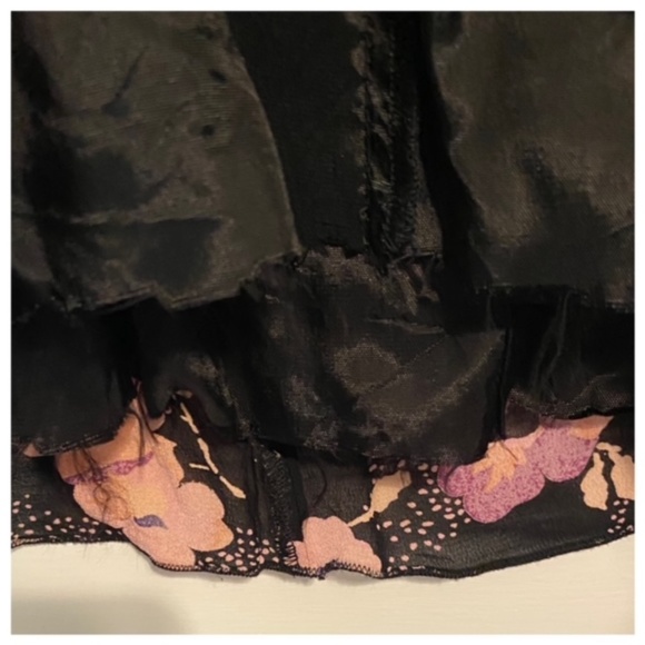 Vintage Anna Sui Floral Silk Dress Sample blk/pink sz xs - Picture 3 of 6